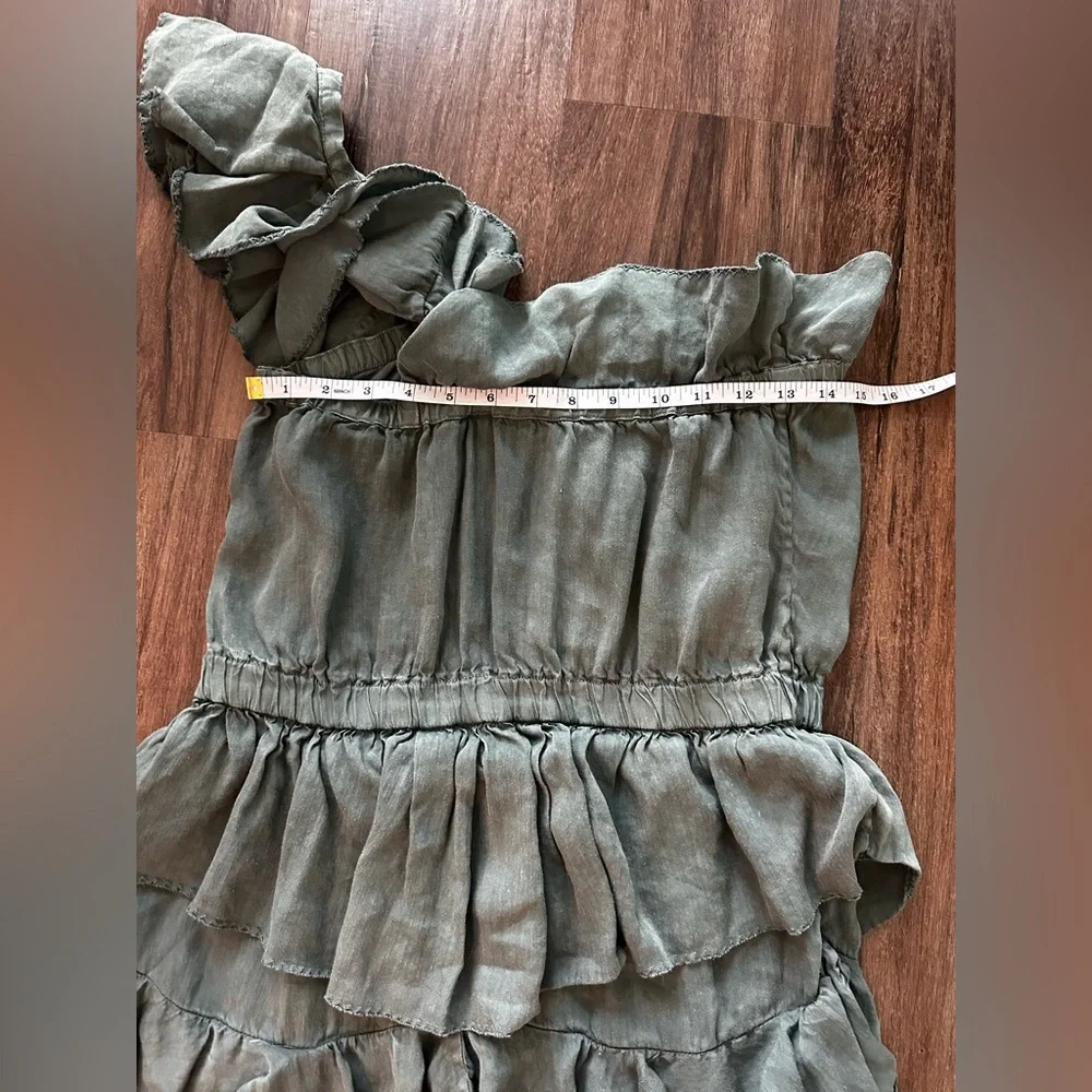 Isabel Marant Etoile One -Shoulder Ruffled Mini Dress in Sage Green. Size M. - Picture 11 of 16